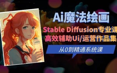 Ai魔法绘画 Stable Diffusion专业课 高效辅助Ui/运营作品集 0到精通系统课