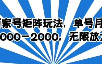 百家号矩阵玩法，单号月产1000-2000，无限放大