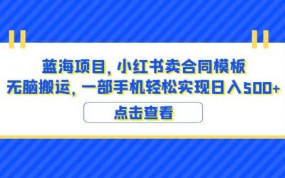 蓝海项目 小红书卖合同模板 无脑搬运 一部手机日入500 （教程 4000份模板）