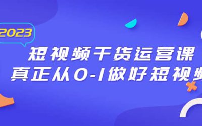 2023短视频干货·运营课，真正从0-1做好短视频（30节课）