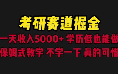 考研赛道掘金，一天5000 学历低也能做，保姆式教学，不学一下，真的可惜