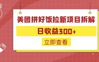 外面收费260的美团拼好饭拉新项目拆解：日收益300