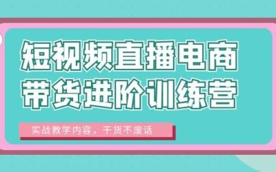 短视频直播电商带货进阶训练营：实战教学内容，干货不废话