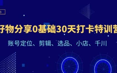 好物分享0基础30天打卡特训营：账号定位、剪辑、选品、小店、千川