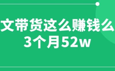 图文带货这么赚钱么? 3个月52W 图文带货运营加强课