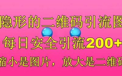 隐形的二维码引流图，缩小是图片，放大是二维码，每日安全引流200