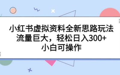 小红书虚拟资料全新思路玩法，流量巨大，轻松日入300 ，小白可操作