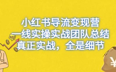 小红书导流变现营，一线实战团队总结，真正实战，全是细节，全平台适用