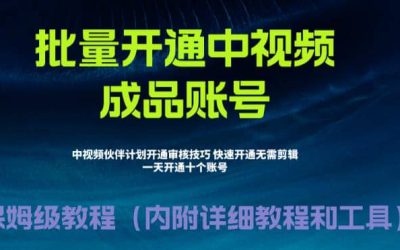 外面收费1980暴力开通中视频计划教程，附 快速通过中视频伙伴计划的办法