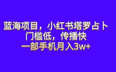 蓝海项目，小红书塔罗占卜，门槛低，传播快，一部手机月入3w