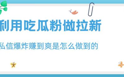 利用吃瓜粉做拉新，私信爆炸日入1000 赚到爽是怎么做到的【揭秘】