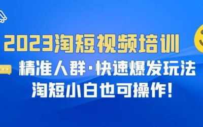 2023淘短视频培训：精准人群·快速爆发玩法，淘短小白也可操作