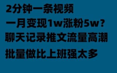 聊天记录推文！！！月入1w轻轻松松，上厕所的时间就做了