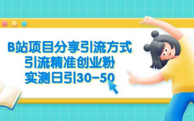 B站项目分享引流方式，引流精准创业粉，实测日引30-50