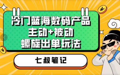 七叔冷门蓝海数码产品，主动 被动螺旋出单玩法，每天百分百出单