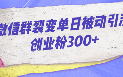 微信群裂变单日被动引流创业粉300