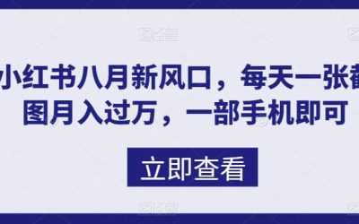 八月新风口，小红书虚拟项目一天收入1000 ，实战揭秘