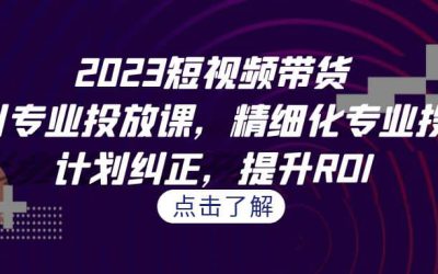 2023短视频带货-千川专业投放课，精细化专业投放，计划纠正，提升ROI