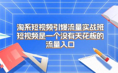 淘系短视频引爆流量实战班，短视频是一个没有天花板的流量入口