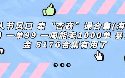 一单利润99 一周能出1000单，卖杏商课程合集(海王秘籍)，暴力掘金