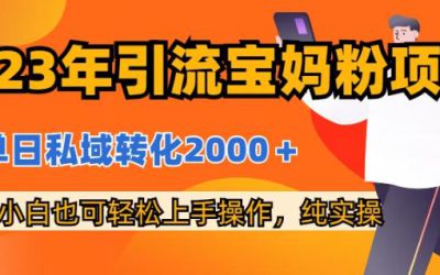 2023年引流宝妈粉项目，单日私域转化2000＋，新手小白也可轻松上手操作，纯实操