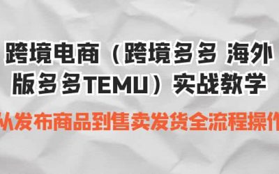 跨境电商（跨境多多 海外版多多TEMU）实操教学 从发布商品到售卖发货全流程