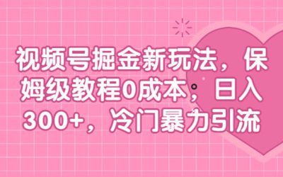 视频号掘金新玩法，保姆级教程0成本，日入300 ，冷门暴力引流