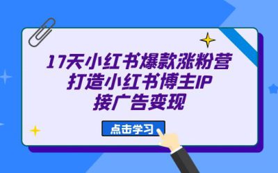 17天 小红书爆款 涨粉营（广告变现方向）打造小红书博主IP、接广告变现