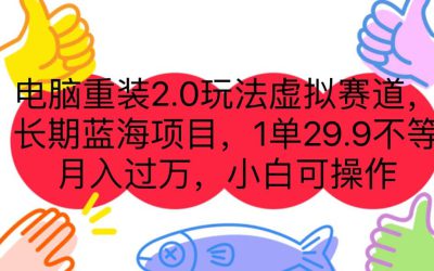 电脑重装2.0玩法虚拟赛道，长期蓝海项目 一单29.9不等 月入过万 小白可操作