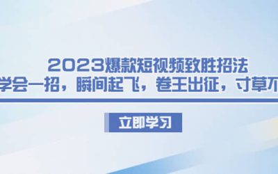 2023爆款短视频致胜招法，学会一招，瞬间起飞，卷王出征，寸草不生