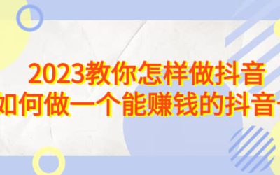 2023教你怎样做抖音，如何做一个能赚钱的抖音号（22节课）