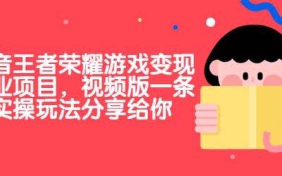 抖音王者荣耀游戏变现副业项目，视频版一条龙实操玩法分享给你