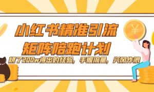 小红书精准引流·矩阵陪跑计划：烧了200w得出的经验，手握流量，兴风作浪！