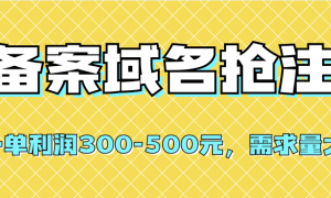 【全网首发】备案域名抢注，一单利润300-500元，需求量大