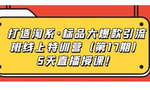 打造淘系·标品大爆款引流班线上特训营5天直播授课！