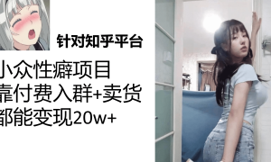 知乎小众性癖项目，Lsp的钱才是最好赚的，付费建群 卖货变现20w