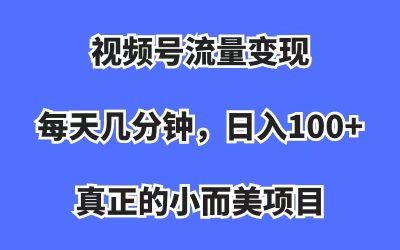 视频号流量变现，每天几分钟，收入100 ，真正的小而美项目