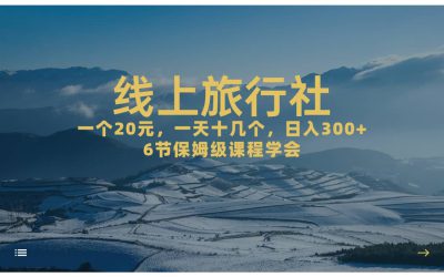 一个20 ，作品爆了一天几十个，日入500 轻轻松松的线上旅行社