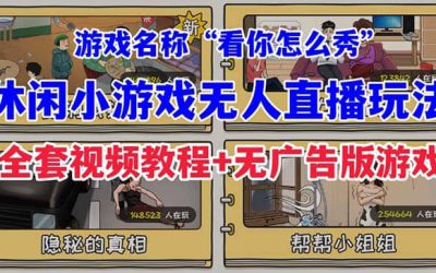 抖音爆火的休闲小游戏“看你怎么秀”无人直播玩法【全套教程 游戏 软件】