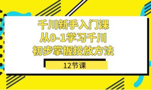 千川-新手入门课，从0-1学习千川，初步掌握投放方法（12节课）