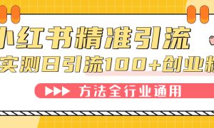 小红书精准引流创业粉，微信每天被动100 好友