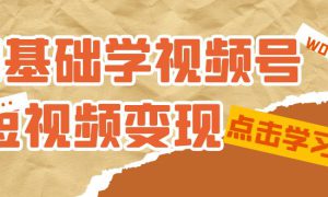 0基础学-视频号短视频变现：适合新人学习的短视频变现课（10节课）