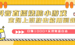 抖音直播烧脑小游戏，不需要找话题聊天，宝妈上班族也能用副业日赚1000