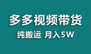 【蓝海项目】多多视频带货，靠纯搬运一个月搞5w，新手小白也能操作【揭秘】