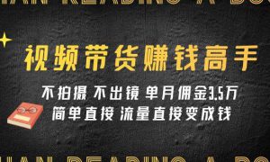 视频带货赚钱高手课程：不拍摄 不出镜 单月佣金3.5w 简单直接 流量直接变钱