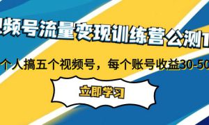 视频号流量变现训练营公测1.0：一个人搞五个视频号，每个账号收益30-50