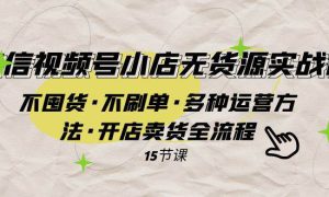 微信视频号小店无货源实战 不囤货·不刷单·多种运营方法·开店卖货全流程