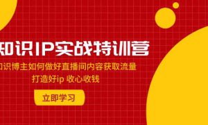 知识IP实战特训营：知识博主如何做好直播间内容获取流量 打造好ip 收心收钱