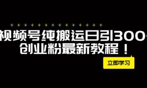 外面卖2580视频号纯搬运日引300 创业粉最新教程！