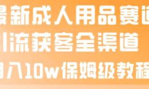 最新成人用品赛道引流获客全渠道，月入10w保姆级教程